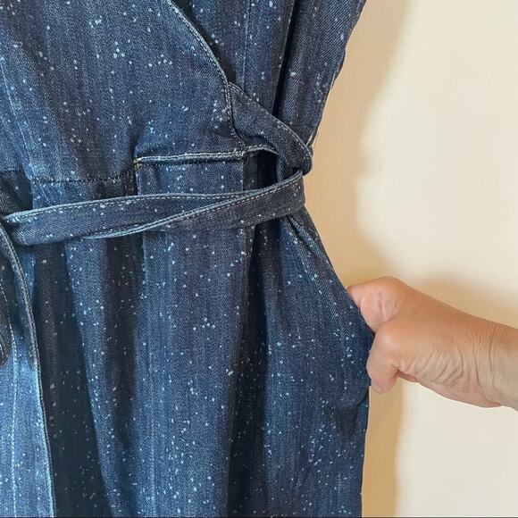 Anthropologie Pilcro Lydia Wrap Wide Leg Denim Jumpsuit 0 XS - Picture 6 of 11